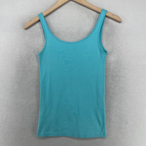 EILEEN FISHER Tank Top XS Cami Organic Cotton Ribbed Jersey Scoop Neck Blue - Picture 2 of 12
